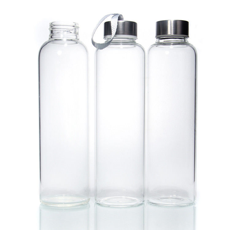Bottiglie di vetro Eco-friendly Bpa Free Capo in acciaio inossidabile 500ml Bottiglia d'acqua di vetro da bere