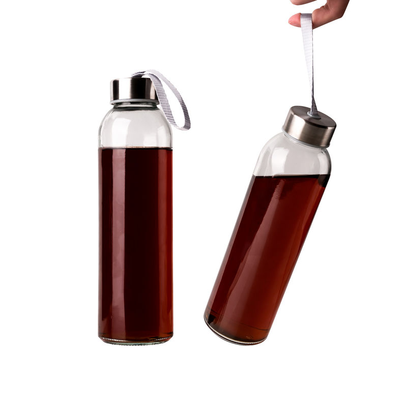 350 ml 500 ml Bottiglia di acqua di vetro a alto borosilicato sportivo rotondo con manica in silicone