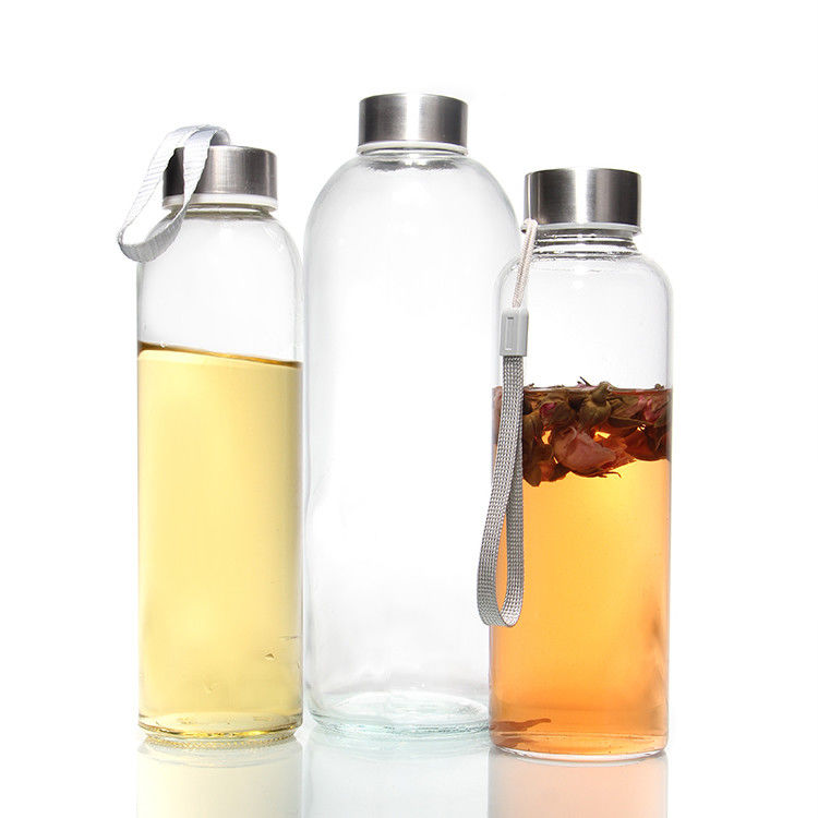 750ml Nuovo Logo Eco-Friendly Custom Drinking Glass Water Bottle With Cloth Sleeve Bag