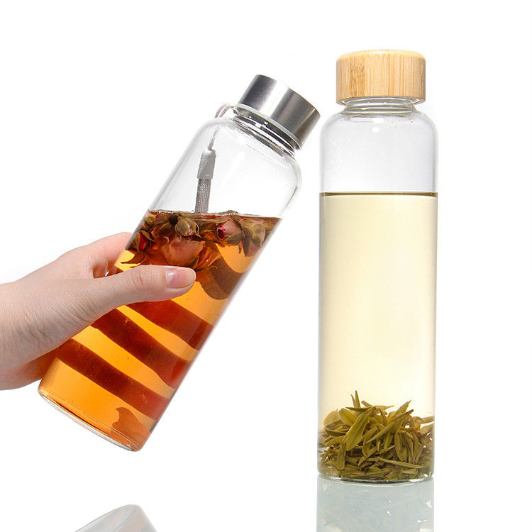 750ml Nuovo Logo Eco-Friendly Custom Drinking Glass Water Bottle With Cloth Sleeve Bag