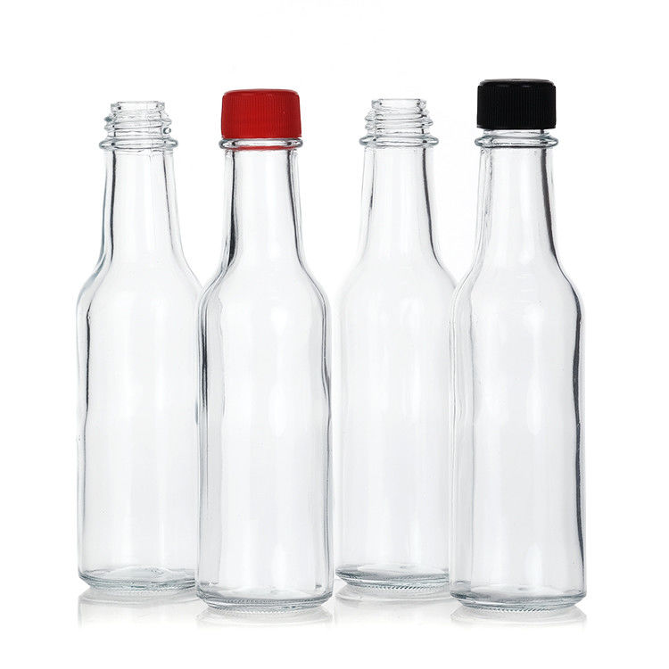 150 ml 250 ml 5 oz di insalate Woozy salsa calda bottiglie di vetro mini con tappo nero impermeabile