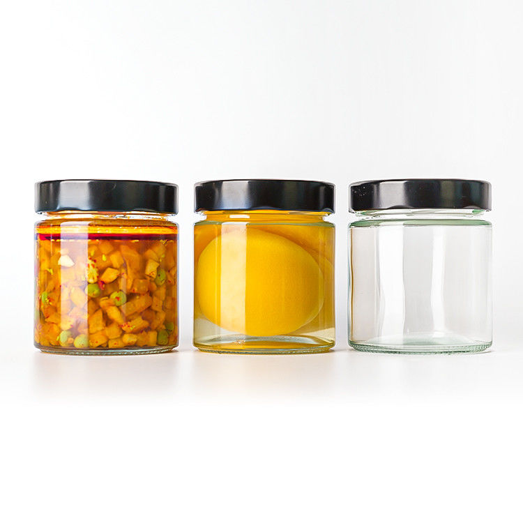 Imballaggio alimentare 4oz 6oz 9oz 13oz 17oz bottiglie trasparenti a tappo di vetro Set completo Vaso di vetro ghiacciato con coperchio metallico